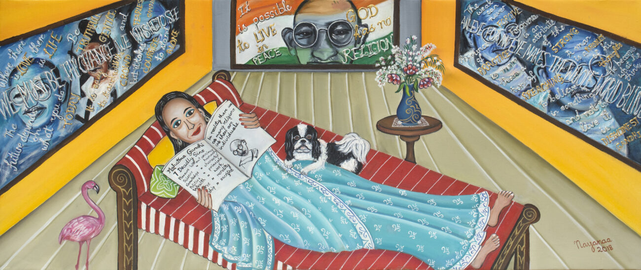 Mahatma Gandhis Omnipresence 20 x 48 Oil on Canvas